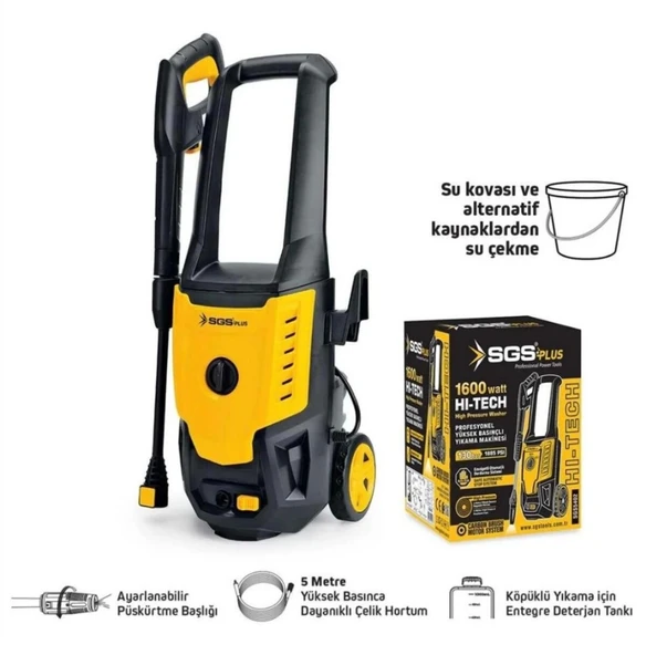 Sgs 5402 Yüksek Basınçlı Oto Araç Yıkama Makinesi 1600 Watt 130 Bar ürün görseli 1