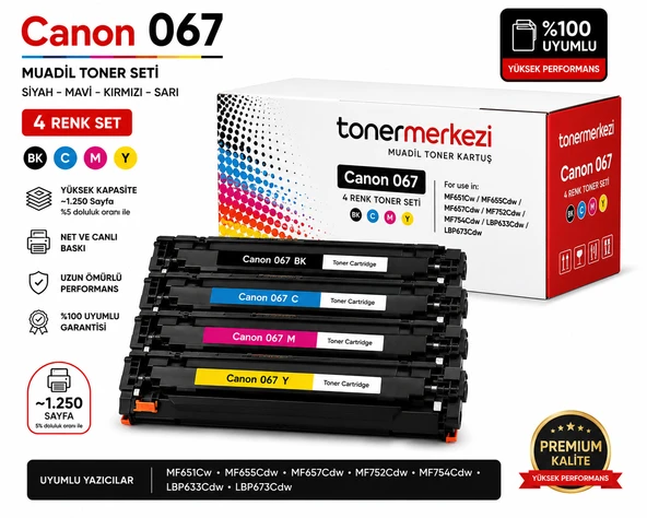 Canon 067 Muadil Toner Seti MF651Cw MF655Cdw MF657Cdw MF752Cdw MF754Cdw LBP633Cdw LBP673Cdw ürün görseli 1