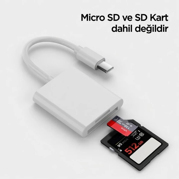 Type-C SD ve Micro SD Kart Okuyucu, Telefon/Tablet/Laptop Tak Çalıştır OTG Adaptör ürün görseli 1
