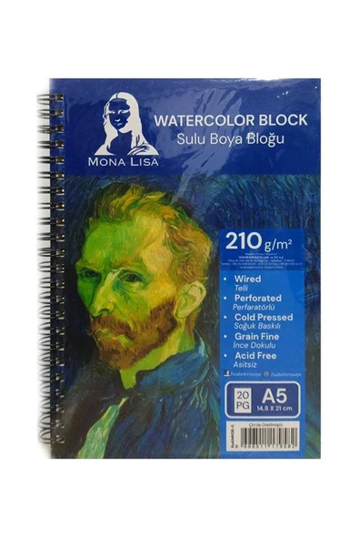Mona Lisa A5 Sulu Boya Defteri 210 gr Telli Çizim Defter ürün görseli 1