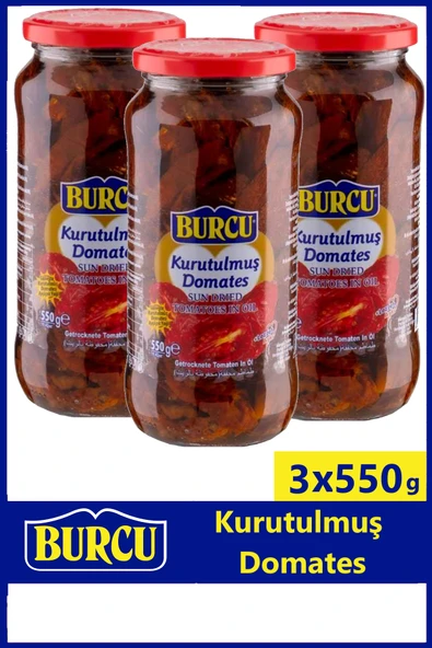 Burcu Güneşte Kurutulmuş Domates Cam Kavanoz 550 gr x 3 Adet ürün görseli 1