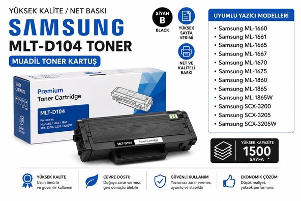 Samsung MLT-D104S Uyumlu Toner ML-1665 ML-1865W SCX-3205W ürün görseli 1