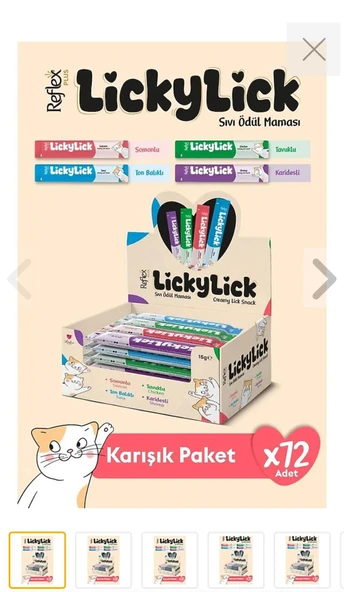 Reflex Plus LıckyLıck Sıvı Kedi Ödül Maması Karışık 72 Adet ürün görseli 1