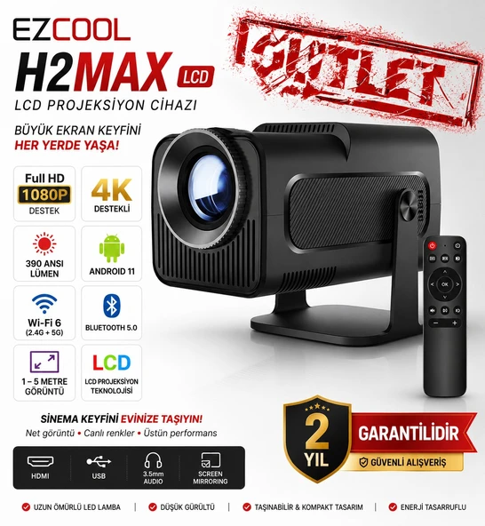 EZCOOL H2 Max 390 Ansı-lümen Fullhd Android 11 Akıllı Projeksiyon Cihazı ürün görseli 1