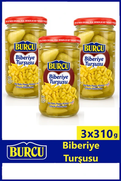 Burcu Biberiye Turşusu Cam Kavanoz 310 gr x 3 Adet ürün görseli 1