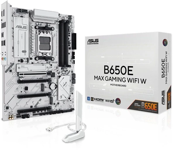 ASUS B650E MAX GAMING WIFI W AMD AM5 B650 Soket DDR5 8000+(OC)MHz ATX ANAKART ürün görseli 1