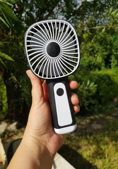 Mini Fan USB Şarjlı Mini El Fanı Taşınabilir Vantilatör 3 Kademeli Sessiz Fan Telefon Tutuculu Siyah ürün görseli 1