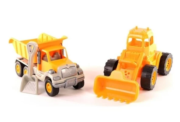 Oyuncak Plastik Kürekli Kamyon ve Kepçe İnşaat Seti  9 x 26 Cm ürün görseli 1