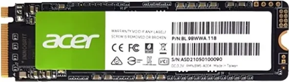 ACER FA100-512GB 3200-2200MBs PCIe Gen3 x 4 M.2 SSD ürün görseli 1