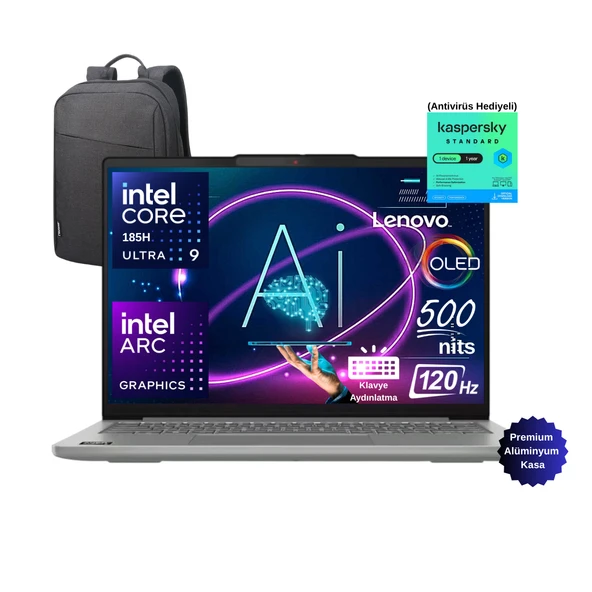 Lenovo IdeaPad Slim 5 14IMH10 Intel Core Ultra 9 185H 32GB 2TB SSD 14" 2.8K OLED (2880x1800) Windows 11 Pro 83V6004DTR Taşınabilir Bilgisayar - Lenovo Sırt Çanta Wz9 ürün görseli 1