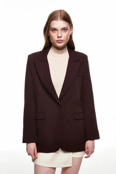 Quzu Oversize Kadın Blazer Ceket - Resim 3