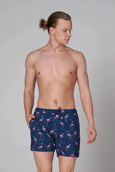 John Frank Gts All Over Prınted Erkek Deniz Şortu JFSSSWL61-FLAMINGO NAVY ürün görseli 1