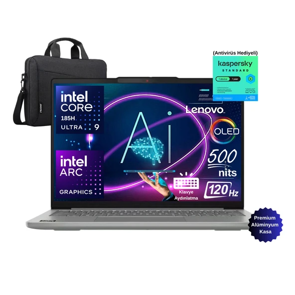 Lenovo Ideapad Slim 5 14IMH10 Intel Core Ultra 9 185H 16GB 1TB SSD 14" 2.8k OLED (2880X1800) Windows 11 Pro 83V6004DTR Taşınabilir Bilgisayar - Lenovo Çanta Wz2 ürün görseli 1