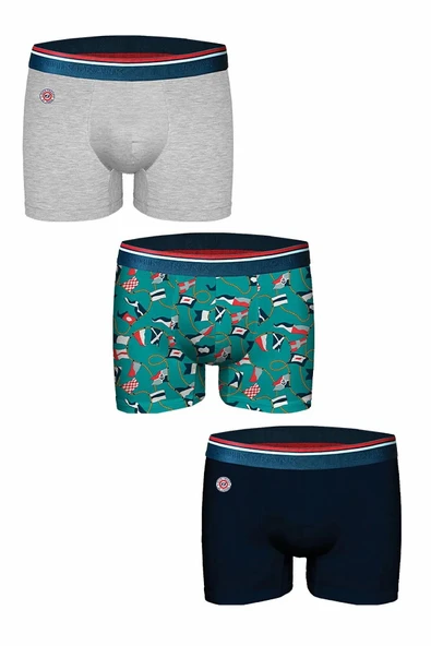 John Frank Three Pack Marın Erkek Boxer JF3BM12 ürün görseli 1
