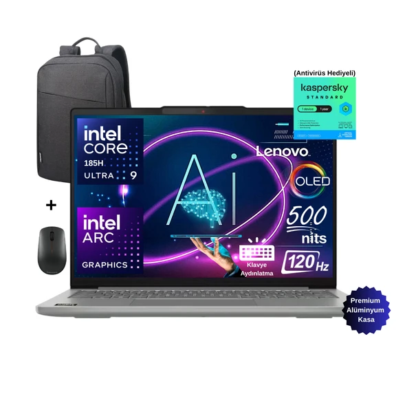 Lenovo IdeaPad Slim 5 14IMH10 Intel Core Ultra 9 185H 32GB 512GB SSD 14" 2.8K OLED (2880x1800) Windows 11 Pro 83V6004DTR Taşınabilir Bilgisayar - Lenovo Çanta/Mouse Wz7 ürün görseli 1