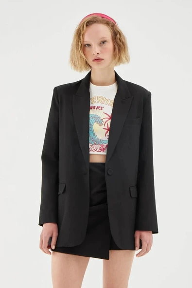 Quzu Oversize Kadın Blazer Ceket - Resim 3
