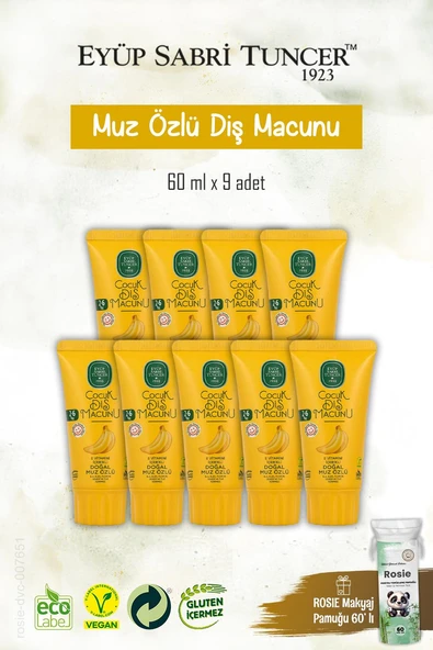 9 Adet Doğal Muz Özlü Diş Macunu 60 ml, Rosie Hediye ürün görseli 1