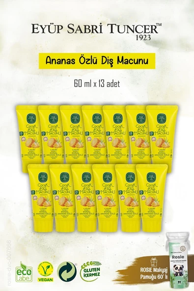 Doğal Ananas Özlü Çocuk Diş Macunu 13 Adet  60 ml, Rosie Hediye ürün görseli 1