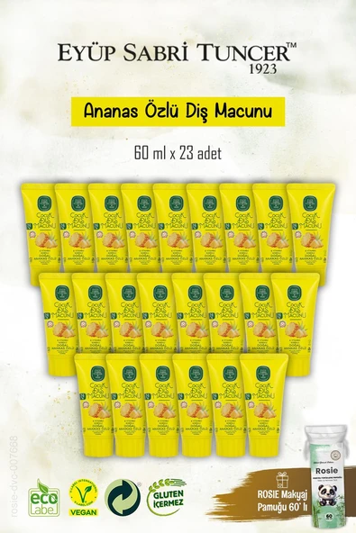 23 Adet Doğal Ananas Özlü Çocuk Diş Macunu 60 ml, Rosie Hediye ürün görseli 1