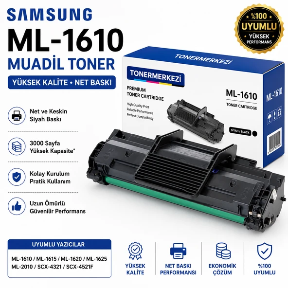 Samsung ML-1610 Siyah Muadil Toner Yüksek Kapasiteli Ekonomik Baskı ürün görseli 1