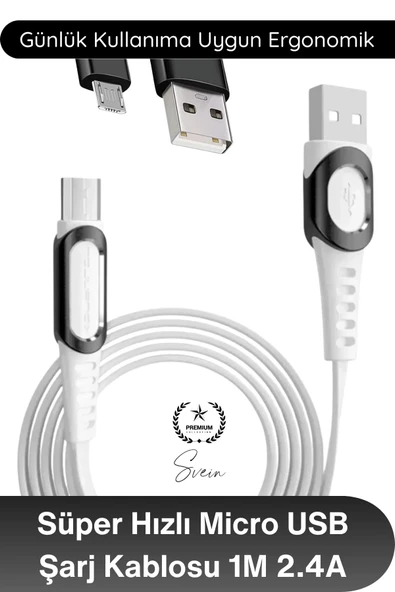 #MicroUSB Süper Hızlı DC01 Micro USB Şarj Kablosu 1M 2.4A Hızlı Veri Aktarım Android Telefon Tablet Powerbank Uyumlu Day ürün görseli 1