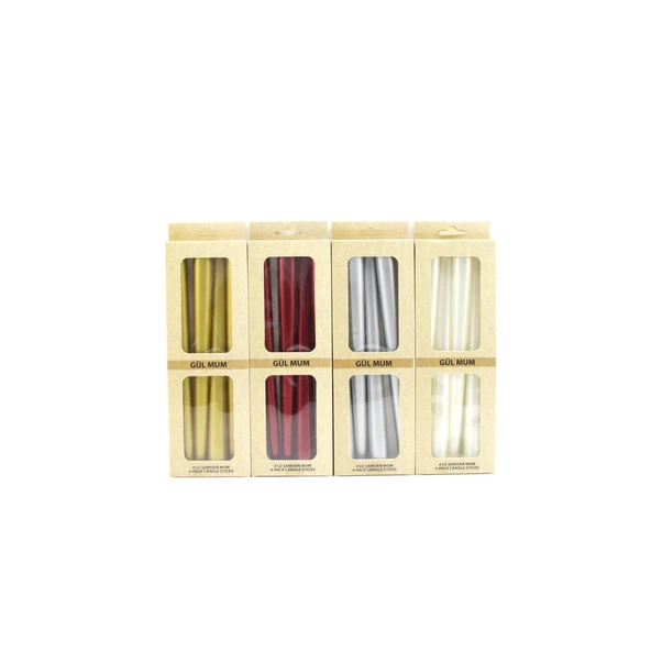 4PCS CANDLE METALİK RENKLER ŞAMDAN MUM 25CM (2818) ürün görseli 1
