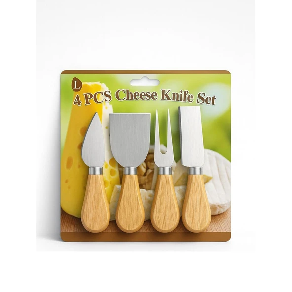 CHEESE KNİFE SET 4PCS PEYNİR BIÇAK SETİ AHŞAP BAMBU SAPLI (2818) - Resim 3
