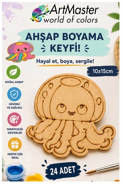 Ahşap Boyama Deniz Anası 24 Adet 10x15cm Boyama Deniz Figürü Etkinlik Çoçuk Gelişim Motor Beceri Kreş Anasınıfı ürün görseli 1