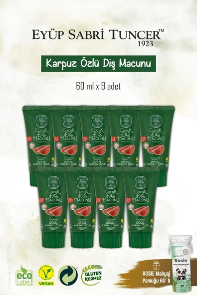 9 Adet Doğal Karpuz Özlü Diş Macunu 60 ml, Rosie Hediye ürün görseli 1