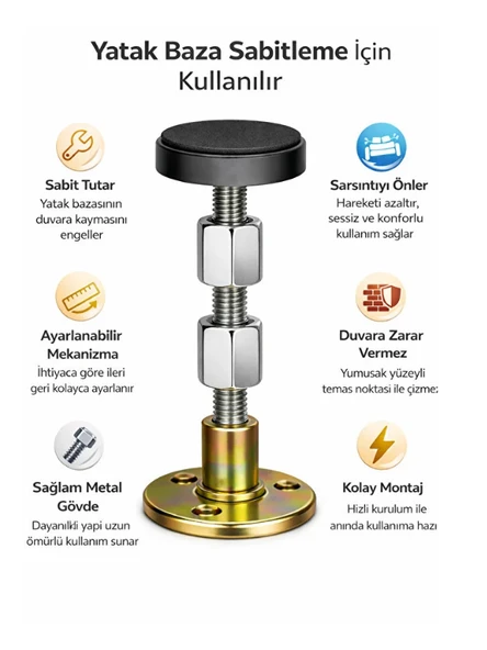 Mucit Home 1 Adet Yatak Baza Başlık Sabitleme Beyaz Eşya Yükseltici Ses Titreşim Önleyici Eşya Sabitleme ürün görseli 1