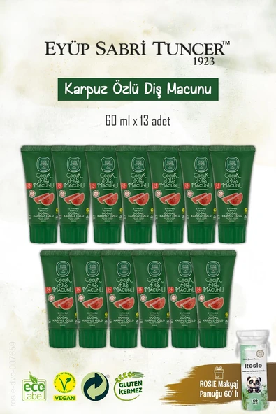 Doğal Karpuz Özlü Çocuk Diş Macunu 13 Adet 60 ml, Rosie Hediye ürün görseli 1