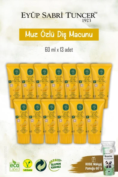 Çocuk Diş Macunu 13 Adet Doğal Muz Özlü 60 ml, Rosie Hediye ürün görseli 1