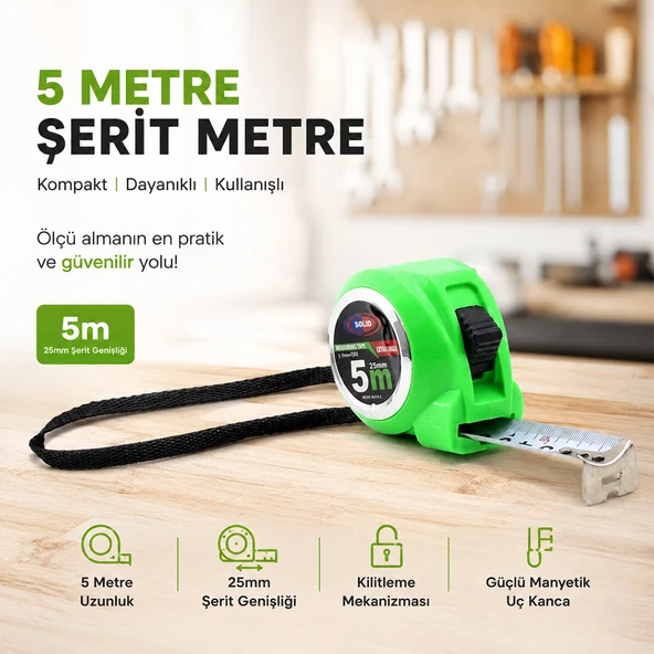 12 ADET MEASURING TAPE 5MTX25MM ŞERİT METRE (5250) ürün görseli 1