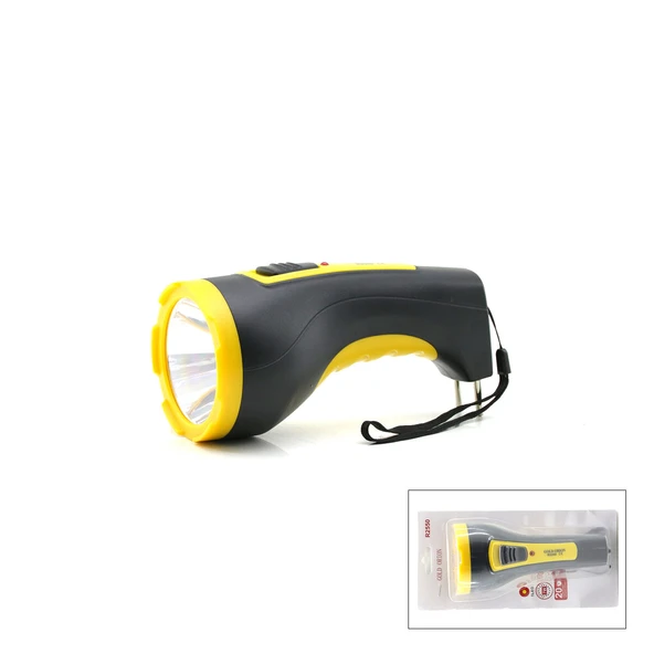 7W TEK LED BOMBELİ GÖVDE FİŞ ŞARJLI EL FENERİ UZUN MESAFELİ KAMBUR R2550 (5250) ürün görseli 1