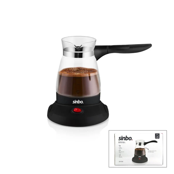 CAM ELEKTRİKLİ CEZVE TÜRK KAHVE MAKİNESİ - 5FİNCAN=500ML KABLOSUZ KULLANIM- 360°DÖNER 600W SCM-2981 (5250) ürün görseli 1