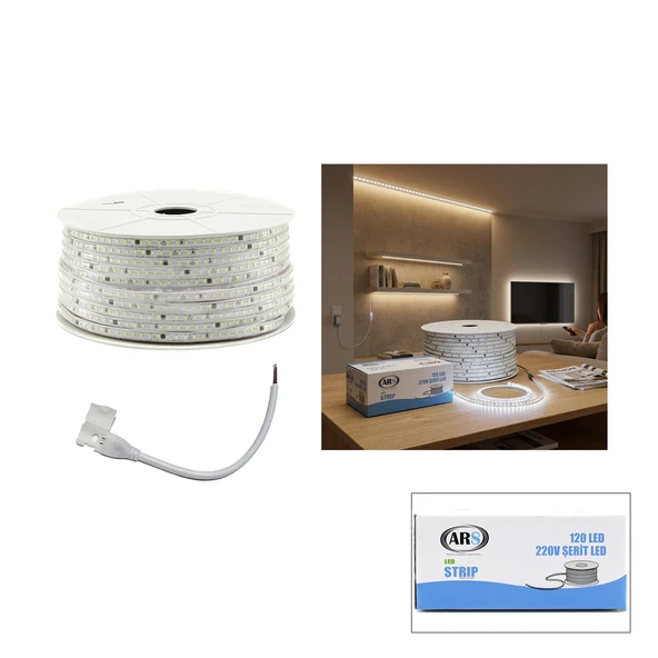 100MT 6500K - BEYAZ DIŞ MEKAN ŞERİT LED 220V 120LED ARS-348985 (5250) ürün görseli 1