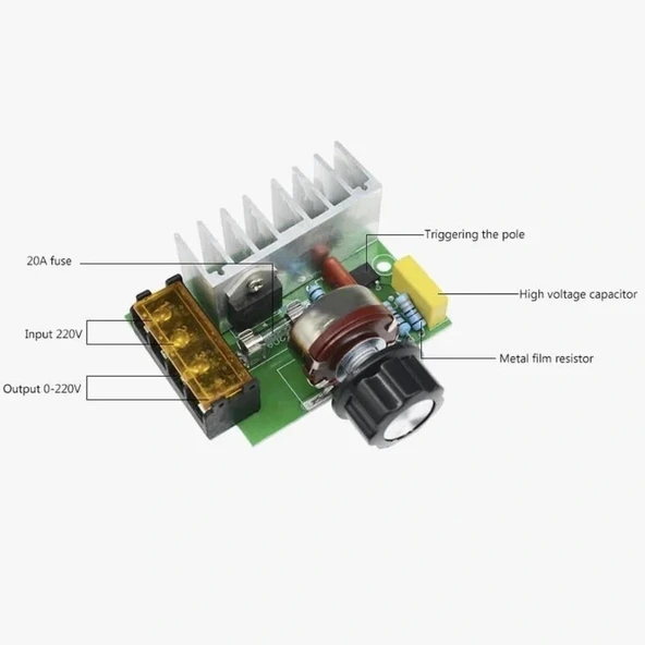 4000W 220V AC Voltaj Regülatörü Dimmer - Resim 7