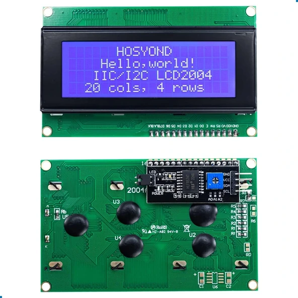 4x20 Mavi LCD Ekran I2C Bağlantılı 20x4 Display Blue ürün görseli 1