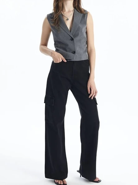 CJ Kargo Cep Jeans Pantolon Siyah - Resim 2