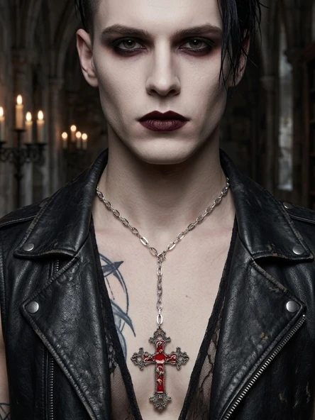 Unisex Gotik Haç Kolye 3 Renk Kırmızı Gri Gümüş – Vintage Çapraz Kolye, Zincirli Retro Punk Kolye ürün görseli 1