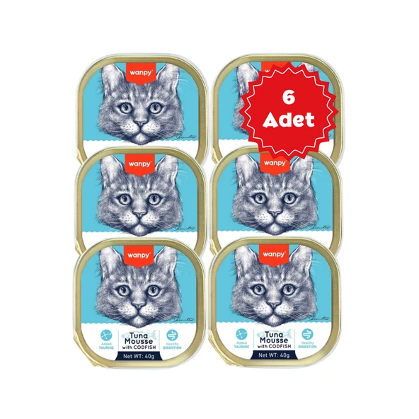 Wanpy Alutray Ezme Ton ve Morina Balıklı Kedi Konservesi 40grX6 Adet ürün görseli 1
