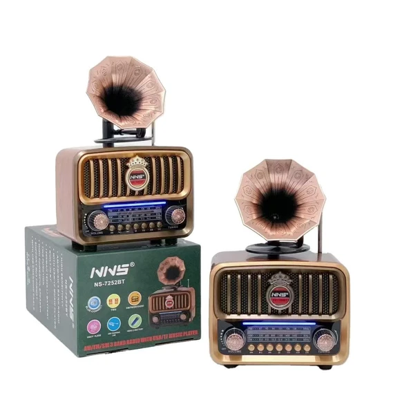 Şarjlı MP3/Bluetooth/USB/ Nostaljik Kablosuz FM Radyo Speaker Hoparlör NS-7252BT ürün görseli 1