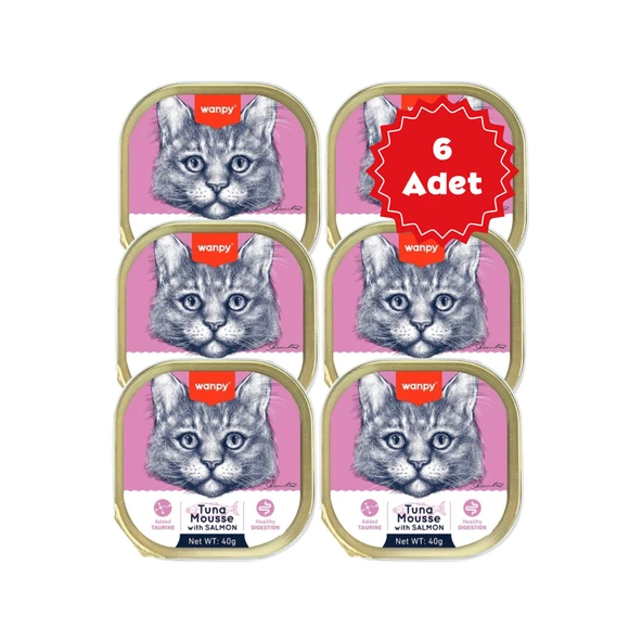 Wanpy Alutray Ezme Ton Balıklı Somonlu Kedi Konservesi 40grX6 Adet ürün görseli 1