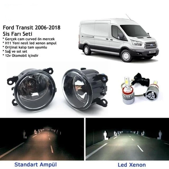 Transit 2006-2018 Beyaz Led Xenon Sis Farı Seti ürün görseli 1