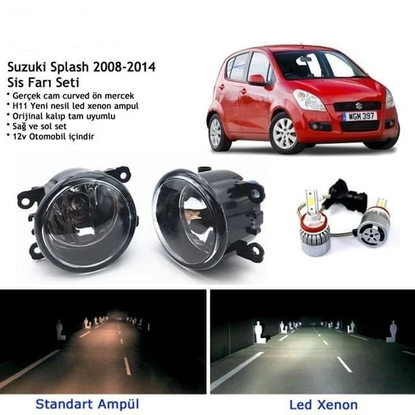 Suzuki Splash 2008-2014 Beyaz Led Xenon Sis Farı Seti ürün görseli 1