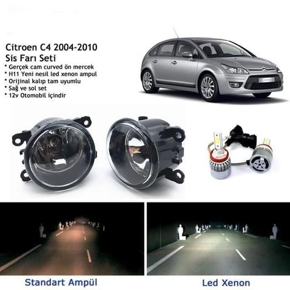 Citroen C4 HB 2004-2010 Beyaz Led Xenon Sis Farı Seti ürün görseli 1