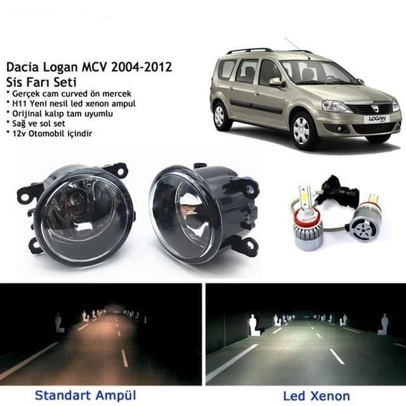 Dacia Logan MCV 2004-2012 Beyaz Led Xenon Sis Farı Seti ürün görseli 1