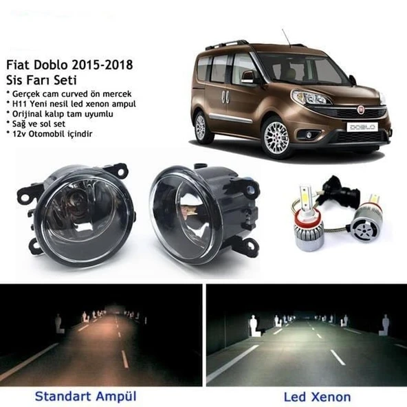 Fiat Doblo 2015-2018 Beyaz Led Xenon Sis Farı Seti ürün görseli 1