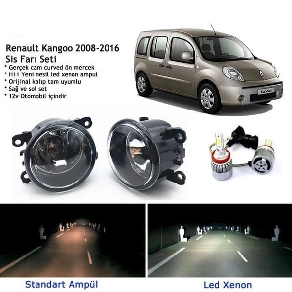 Renault Kangoo 2008-2019 Beyaz Led Xenon Sis Farı Seti ürün görseli 1