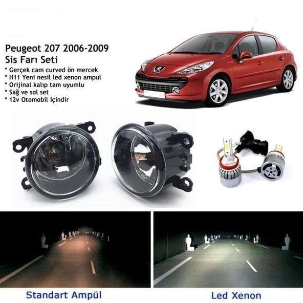 Peugeot 207 2006-2009 Beyaz Led Xenon Sis Farı Seti ürün görseli 1